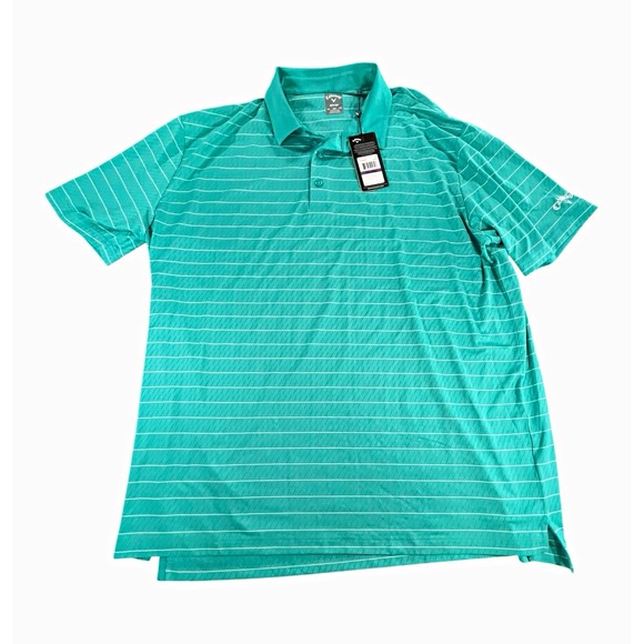 Callaway Other - Callaway Men's Green Striped Short Sleeve Polo Shirt  Size XXL